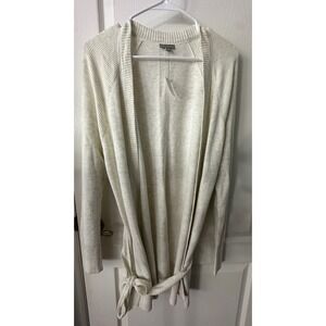 NWT T by Talbots Womens Cardigan Duster Sweater Ribbed‎ Knit Belted L/S Sz Large